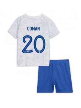 Frankreich Kingsley Coman #20 Auswärts Trikotsatz für Kinder WM 2022 Kurzarm (+ Kurze Hosen)